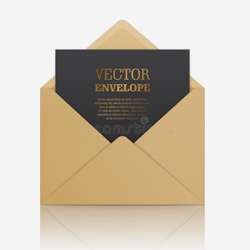 Vector Mockup Open Brown Envelope. Stock Vector Illustration of note