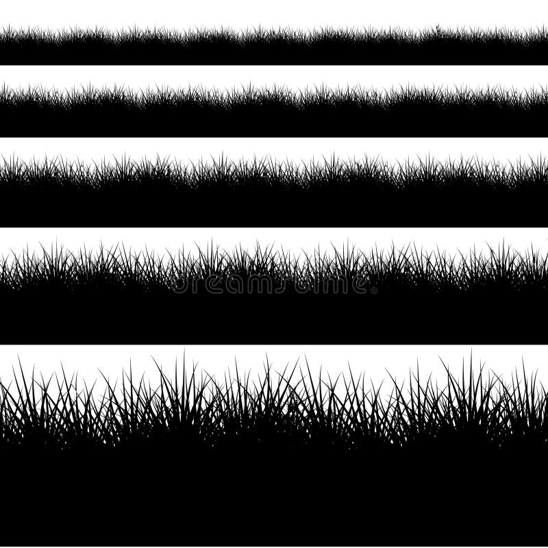 Vector Modern Black Grass Set on White Stock Vector - Illustration of