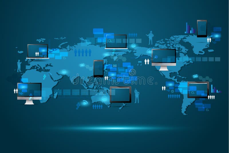 Vector modern global business technology concept vector illustration