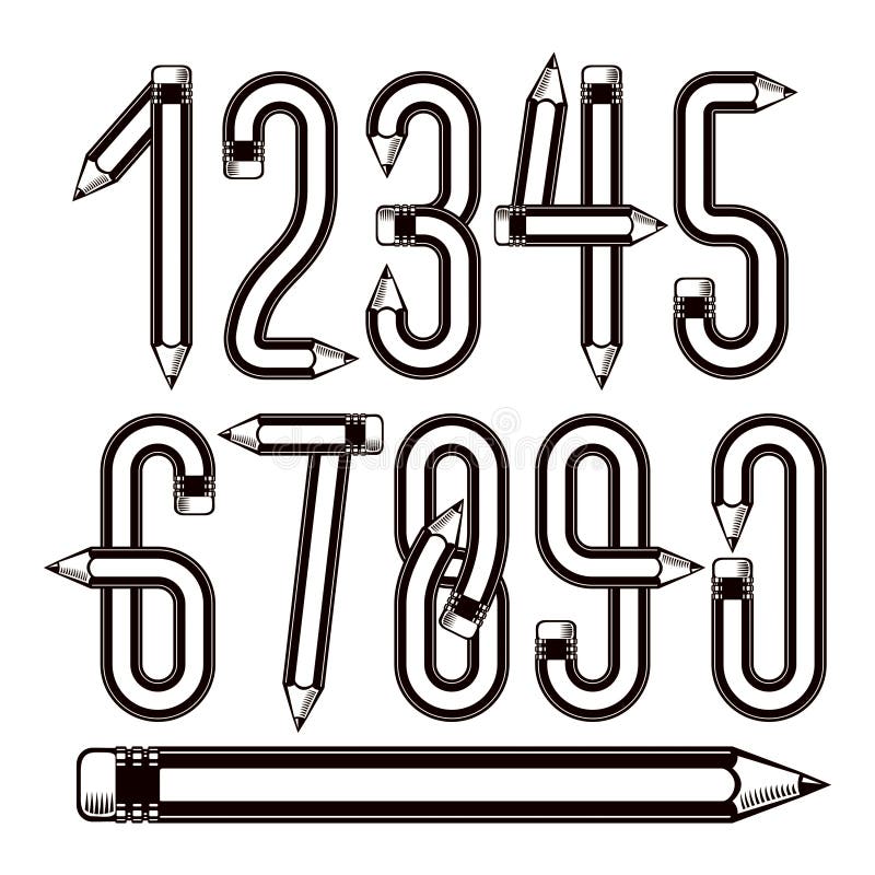 Vector Modern Numbers Collection Made With Pencils Creative Writing Idea Stock Vector Illustration Of Logo Numeric Vector Modern Numbers Collection Made With Pencils Creative Writing Idea Stock Vector Illustration Of Logo Numeric