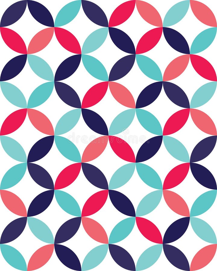 Vector modern seamless colorful geometry overlapping circles pattern, color abstract royalty free illustration