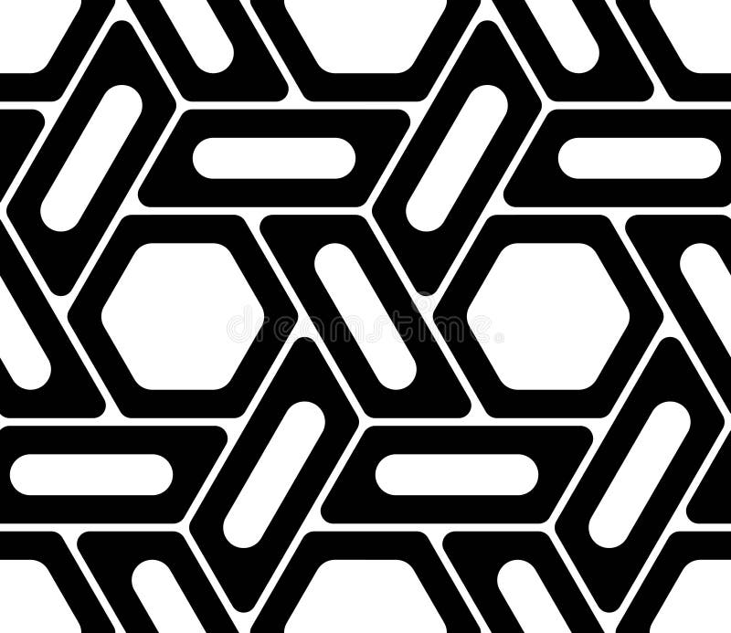 Vector modern seamless geometry pattern hexagon, black and white abstract