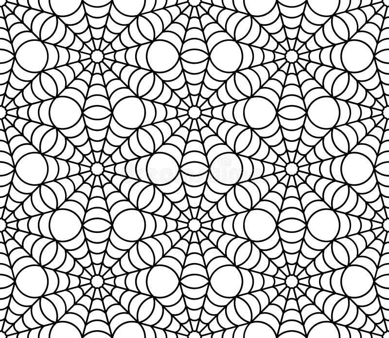 Vector modern seamless geometry pattern spider web halloween, black and white abstract royalty free illustration