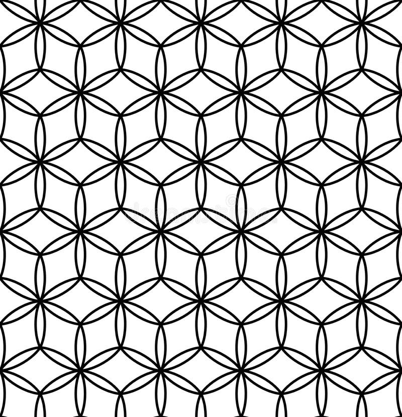 Vector modern seamless sacred geometry pattern flower of life, black and white abstract