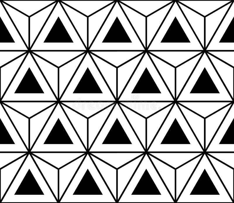 Vector modern seamless sacred geometry pattern hexagon triangles, black and white abstract