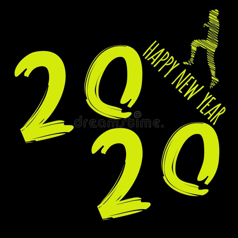 Vector moderne minimalistic guten Rutsch ins Neue Jahr-Karte für 2020 mit großen hauptsächlichzahlen und einen Läufer - dunkle Ve vektor abbildung Vector moderne minimalistic guten Rutsch ins Neue Jahr-Karte für 2020 mit großen hauptsächlichzahlen und einen Läufer - dunkle Ve vektor abbildung