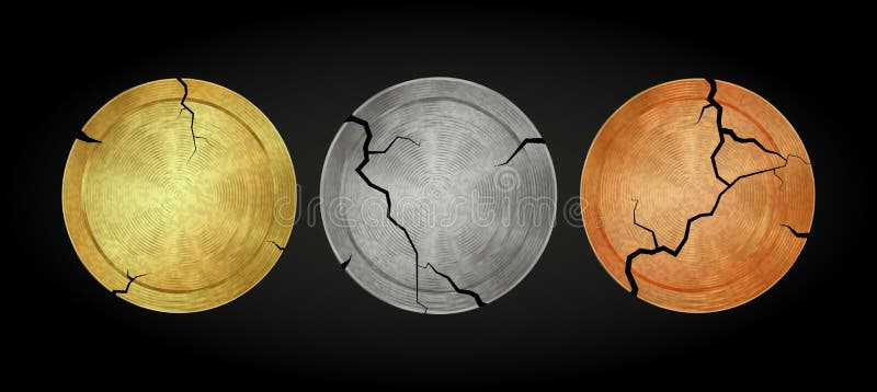 O Ouro Do Jogo 3D, Prata, As Moedas De Bronze Ajustou O Vetor Com