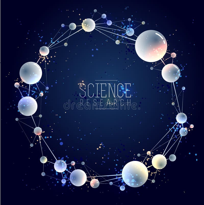 Vector molecules scientific chemistry and physics theme vector abstract background, micro and nano science and technology theme stock illustration