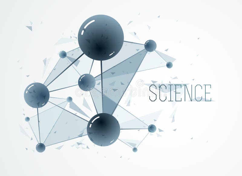 Vector molecules scientific chemistry and physics theme vector abstract background, micro and nano science and technology theme royalty free illustration