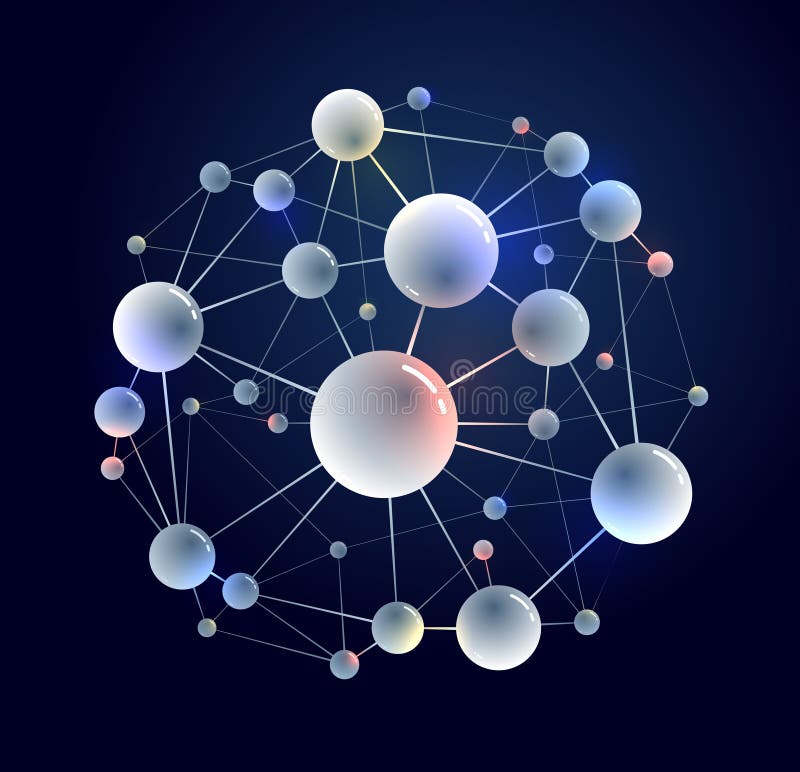 Vector molecules scientific chemistry and physics theme vector abstract background, micro and nano science and technology theme royalty free illustration
