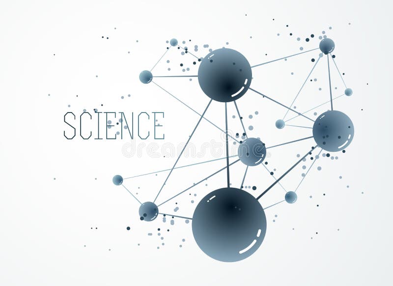 Vector molecules scientific chemistry and physics theme vector abstract background, micro and nano science and technology theme stock illustration