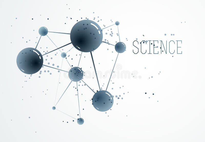 Vector molecules scientific chemistry and physics theme vector abstract background, micro and nano science and technology theme vector illustration