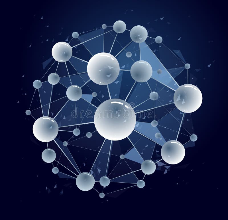 Vector molecules scientific chemistry and physics theme vector abstract background, micro and nano science and technology theme royalty free illustration
