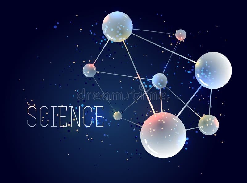 Vector molecules scientific chemistry and physics theme vector abstract background, micro and nano science and technology theme stock illustration