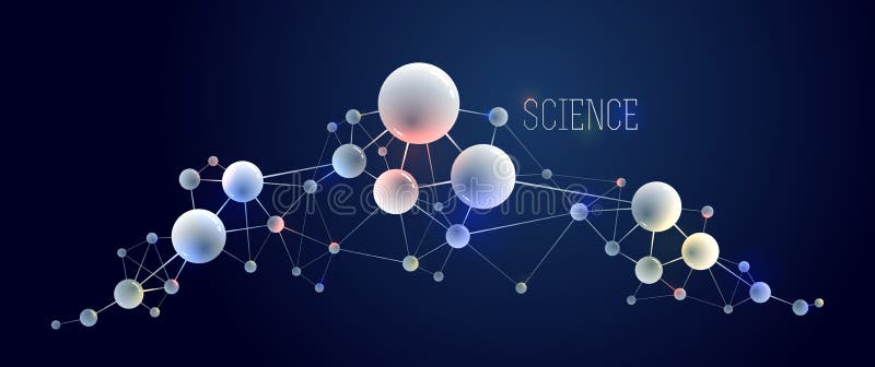 Vector molecules scientific chemistry and physics theme vector abstract background, micro and nano science and technology theme stock illustration