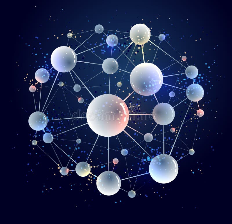 Vector molecules scientific chemistry and physics theme vector abstract background, micro and nano science and technology theme stock illustration