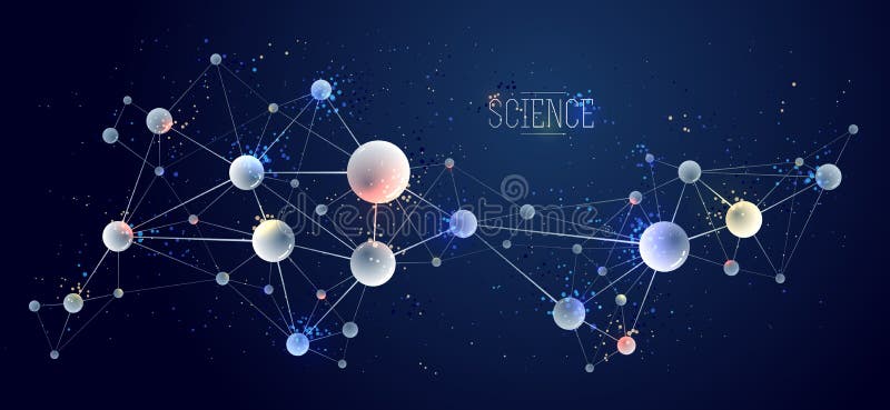 Vector molecules scientific chemistry and physics theme vector abstract background, micro and nano science and technology theme stock illustration