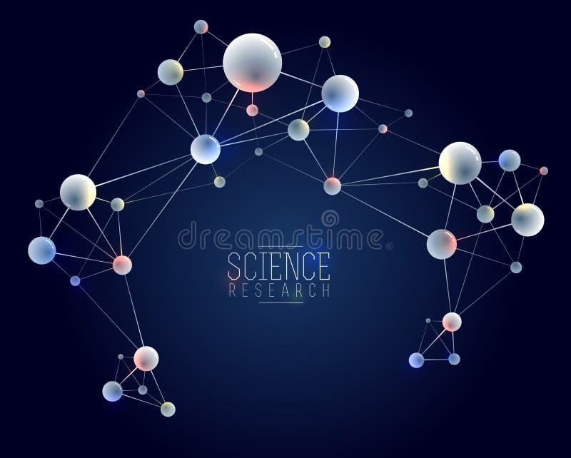Vector molecules scientific chemistry and physics theme vector abstract background, micro and nano science and technology theme vector illustration