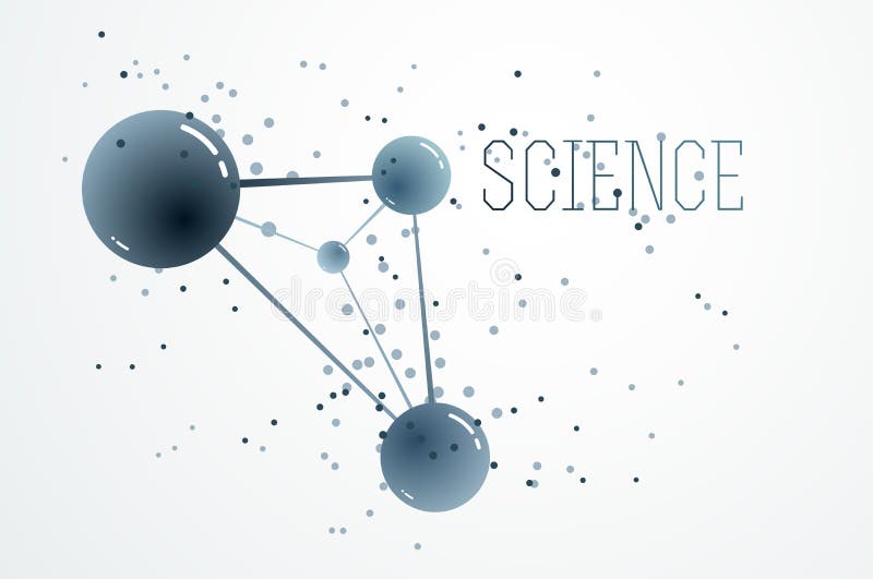 Vector molecules scientific chemistry and physics theme vector abstract background, micro and nano science and technology theme stock illustration