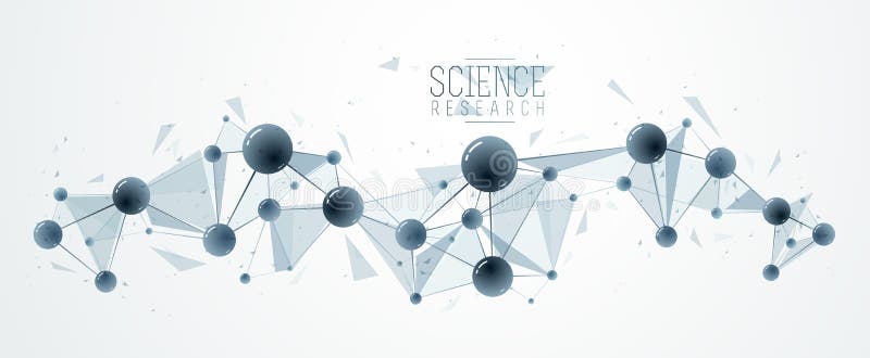 Vector molecules scientific chemistry and physics theme vector abstract background, micro and nano science and technology theme stock illustration