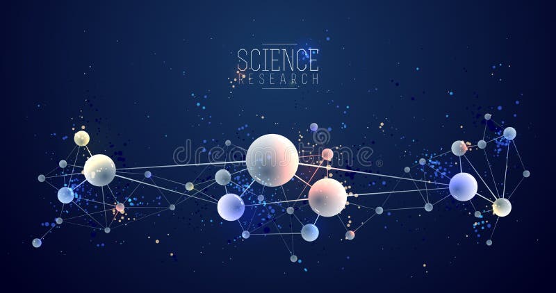 Vector molecules scientific chemistry and physics theme vector abstract background, micro and nano science and technology theme vector illustration