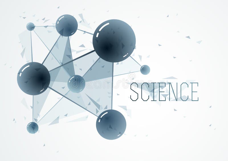 Vector molecules scientific chemistry and physics theme vector abstract background, micro and nano science and technology theme royalty free illustration