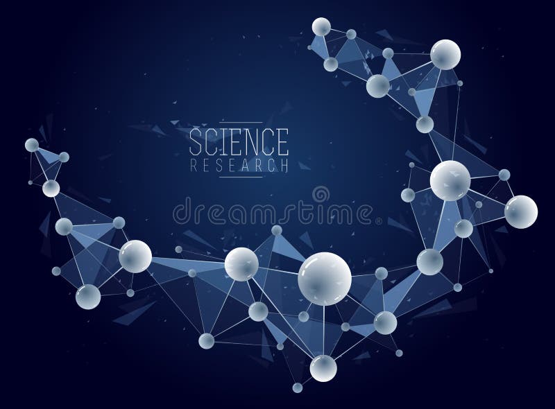 Vector molecules scientific chemistry and physics theme vector abstract background, micro and nano science and technology theme vector illustration