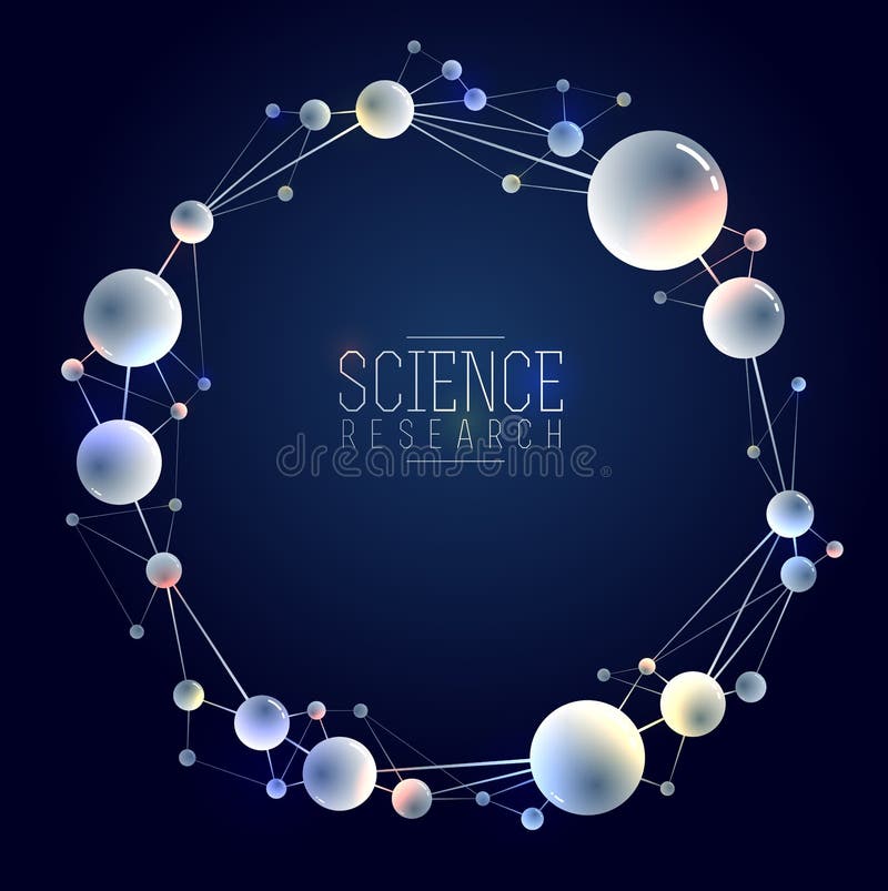 Vector molecules scientific chemistry and physics theme vector abstract background, micro and nano science and technology theme stock illustration