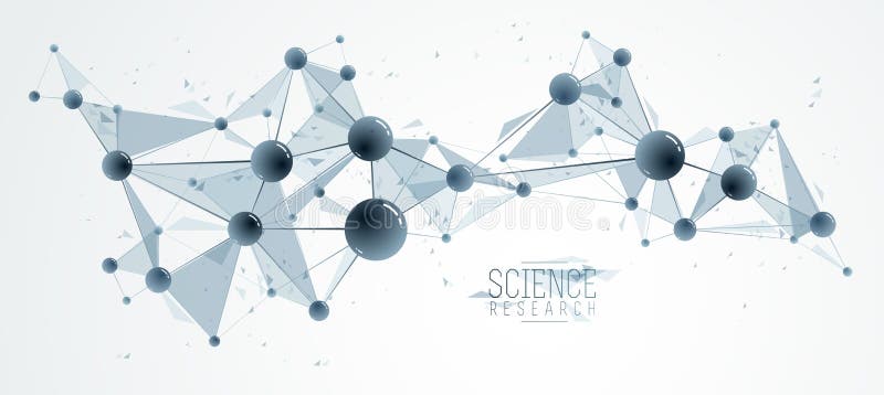 Vector molecules scientific chemistry and physics theme vector abstract background, micro and nano science and technology theme stock illustration