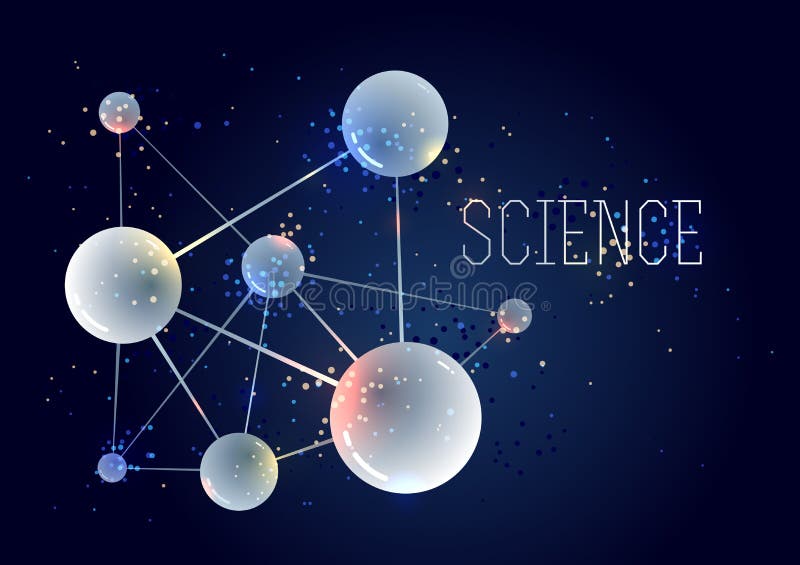 Vector molecules scientific chemistry and physics theme vector abstract background, micro and nano science and technology theme stock illustration