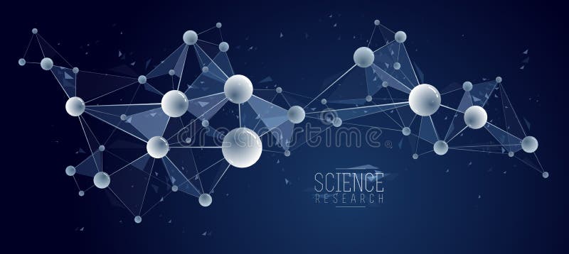 Vector molecules scientific chemistry and physics theme vector abstract background, micro and nano science and technology theme royalty free illustration