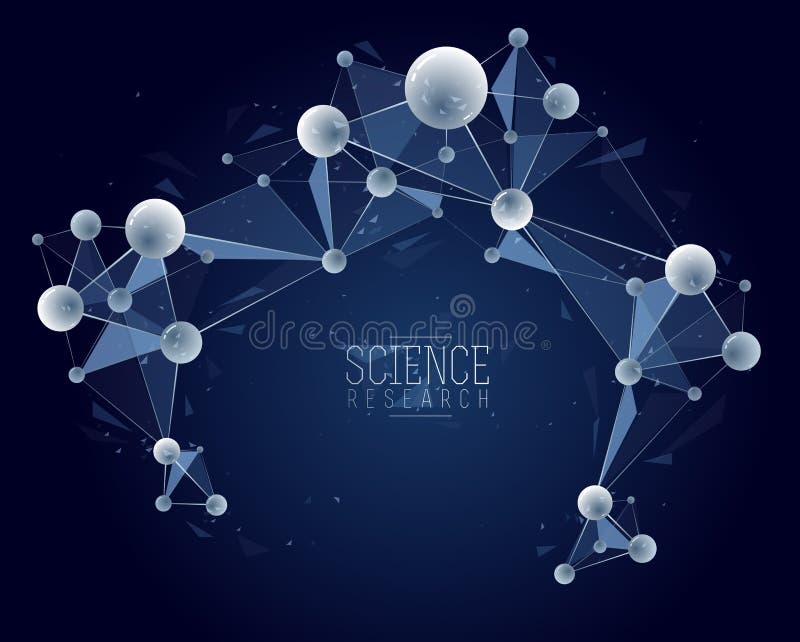 Vector molecules scientific chemistry and physics theme vector abstract background, micro and nano science and technology theme stock illustration