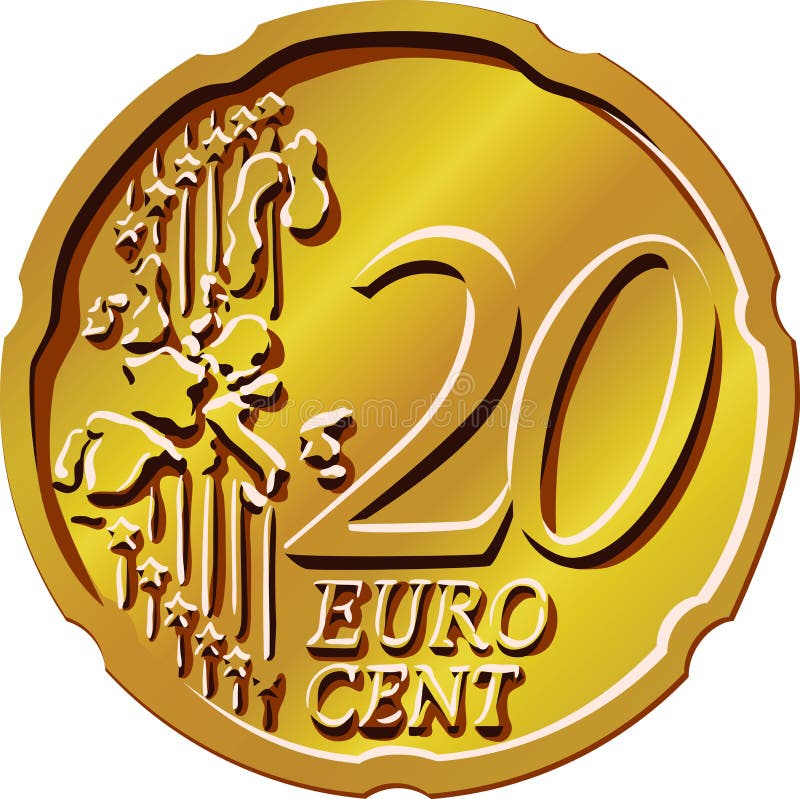 Vector Money eurocent gold coin twenty