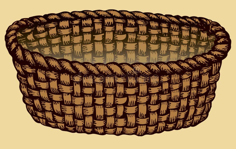 Vector monochrome picture. Empty wicker basket royalty free illustration Vector monochrome picture. Empty wicker basket royalty free illustration