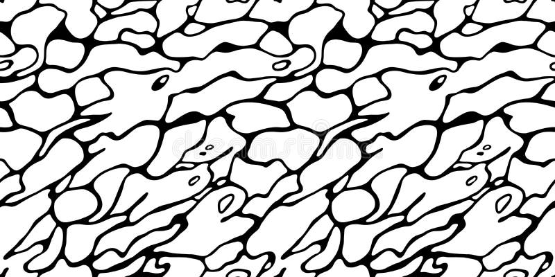 Vector Monochrome Seamless Pattern. Cartoon Comics Style Water