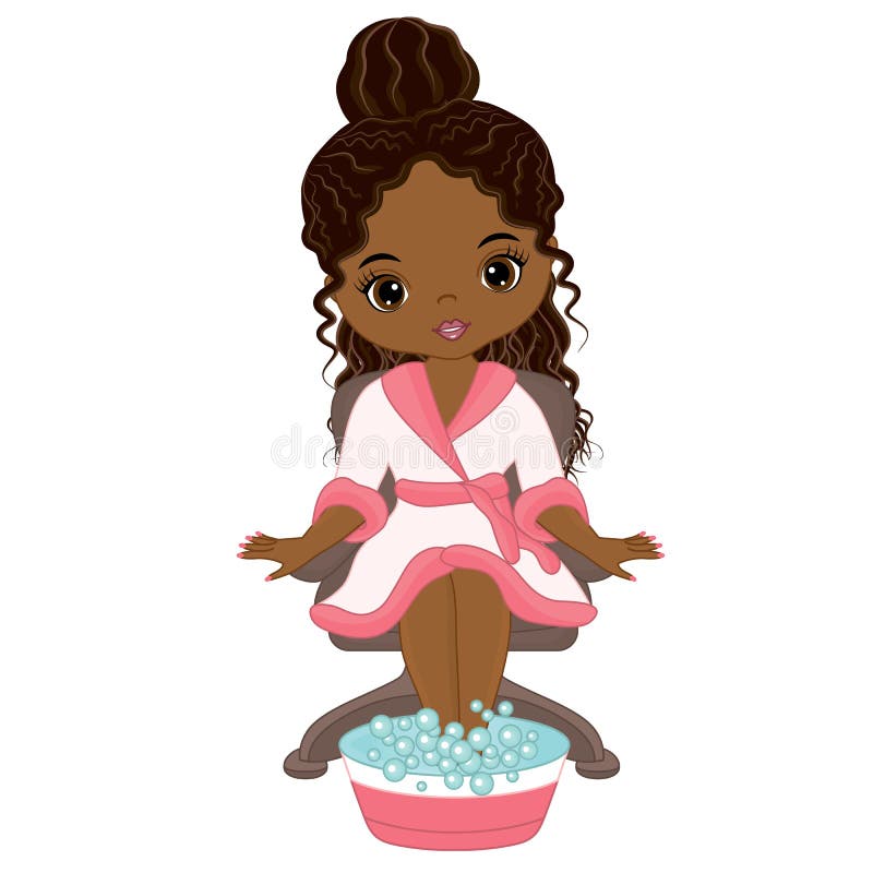 Vector Mooie Afrikaanse Amerikaanse Girl Taking Spa Behandeling stock illustratie Vector Mooie Afrikaanse Amerikaanse Girl Taking Spa Behandeling stock illustratie