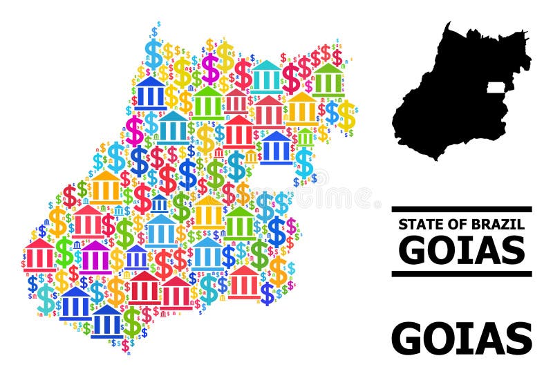 Vector Mosaic Map of Goias State of Bank and Dollar Items stock illustration