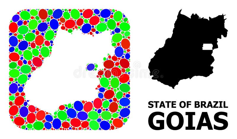 Mosaic Hole and Solid Map of Goias State stock illustration