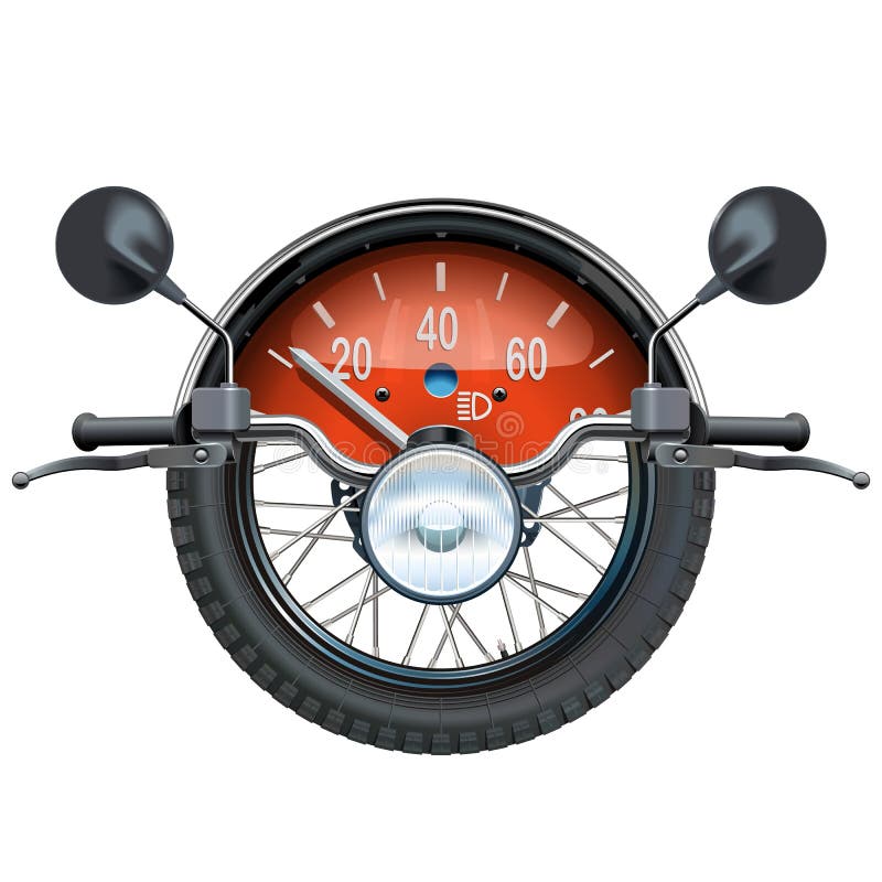 Vector Motorcycle Steering Wheel Concept with Wheel and Speedometer