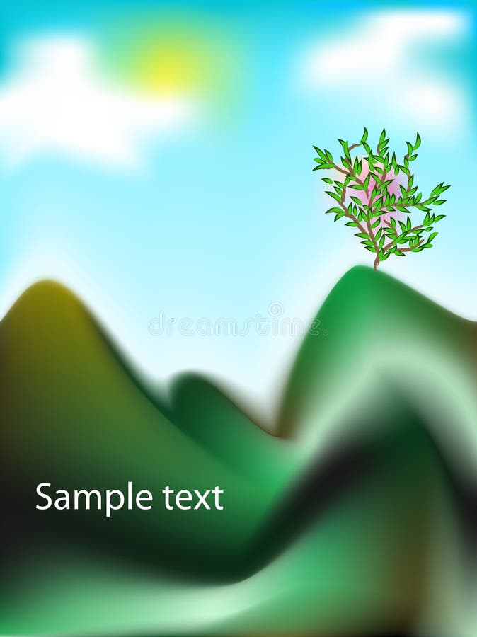 Vector mountain landscape with trees