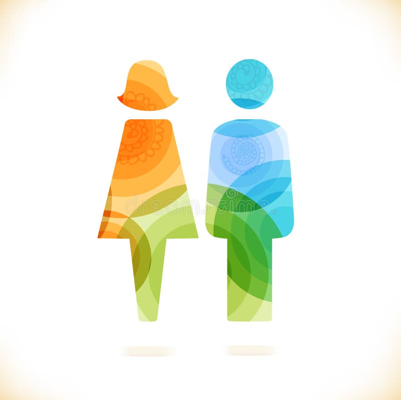 Vector multicolor love symbol. Beauty unusual element for design. Loving couple, pair of lovers, sweethearts royalty free illustration