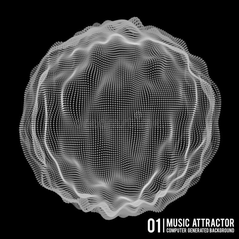 Vector Music background. Big Data Particle Flow Visualisation. Science infographic futuristic illustration. Sound wave stock illustration Vector Music background. Big Data Particle Flow Visualisation. Science infographic futuristic illustration. Sound wave stock illustration