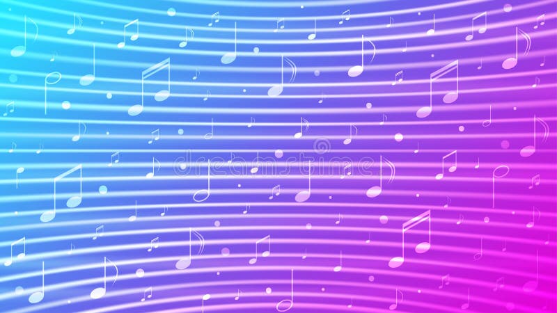 Vector Music Notes In Blue And Pink Gradient Background With Shining Curves  Texture Stock Vector - Illustration Of Blurry, Backgrounds: 168367543