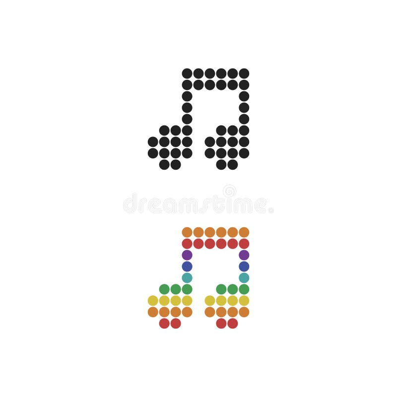 Vector Musical Note Symbol Melody Sign from Dotes Music Icon on White Background Stock