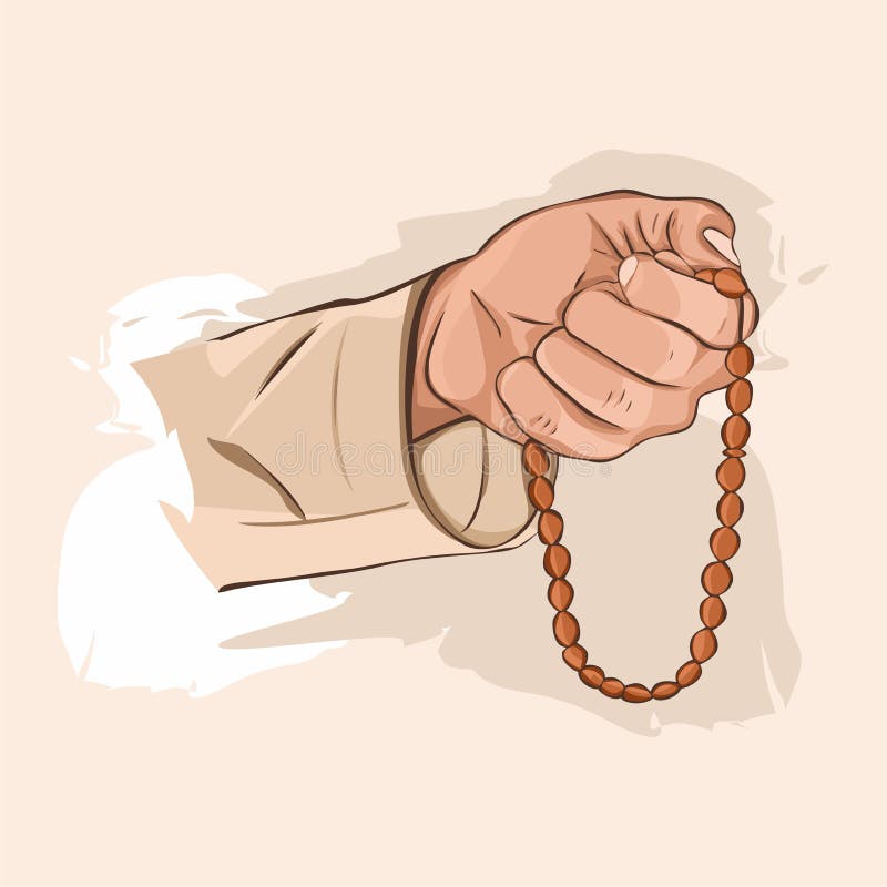 cartoon praying hands with rosary