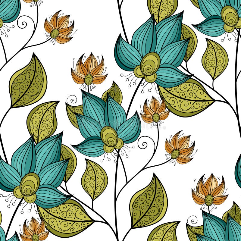 Vector naadloos bloemenpatroon stock illustratie Vector naadloos bloemenpatroon stock illustratie