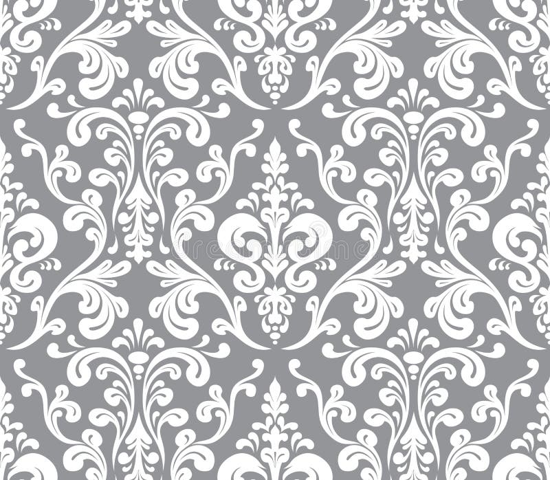 Vector. Seamless elegant damask pattern. Grey and white. Vector. Seamless elegant damask pattern. Grey and white