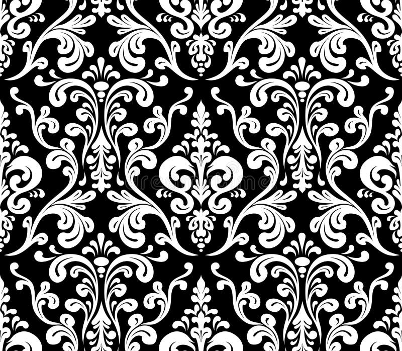 Vector. Seamless elegant damask pattern. Black and white. Vector. Seamless elegant damask pattern. Black and white