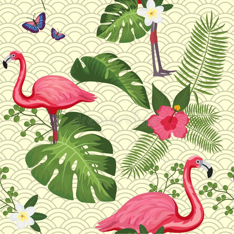 Vector naadloos patroon met roze flamingo Voor verpakkend document, ontwerpaffiche, banner, druk op kleren voor jongens of vector illustratie Vector naadloos patroon met roze flamingo Voor verpakkend document, ontwerpaffiche, banner, druk op kleren voor jongens of vector illustratie
