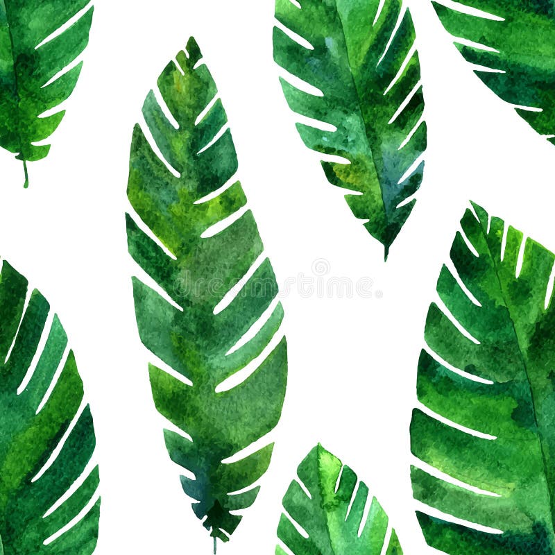 Vector naadloos patroon met waterverf groene bladeren vector illustratie Vector naadloos patroon met waterverf groene bladeren vector illustratie